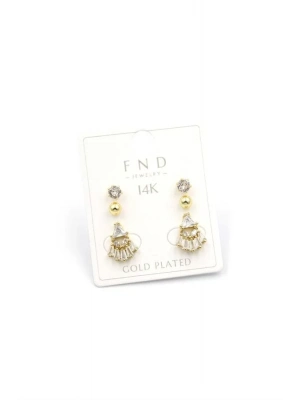 Çoklu Taşlı Küpe - Altın