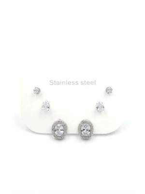 Çoklu Taşlı Küpe - Gümüş