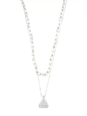 Çoklu Üçgen Kolye - Gümüş