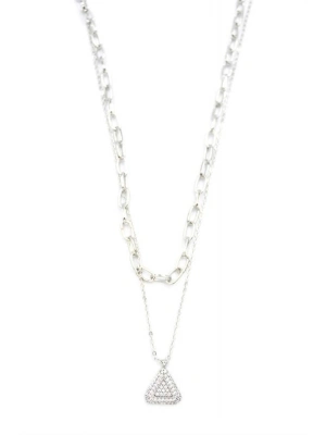 Çoklu Üçgen Kolye - Gümüş