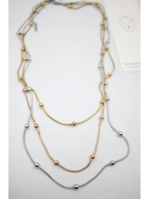 Çoklu Zincir Toplu Çelik Kolye - ÇOK RENKLİ