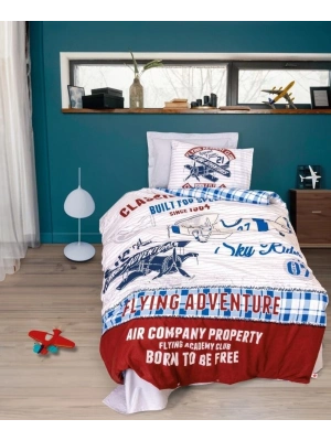 Cotton Box Junior Ranforce Nevresim Takımı Tek Kişilik Flying Gri