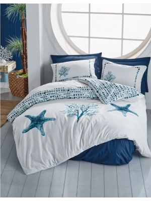 Cotton Box Maritime Ranforce Nevresim Takımı Tek Kişilik Star Lacivert