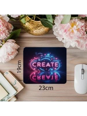 Create Yazılı Neon Parlak Mousepad - 19x23 cm 2 mm Dikdörtgen İthal Baskılı Mouse Pad