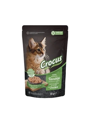 Crocus Tahılsız Pouch Jöleli Tavuklu Yavru Konserve Kedi Maması 1 Adet 85 Gr