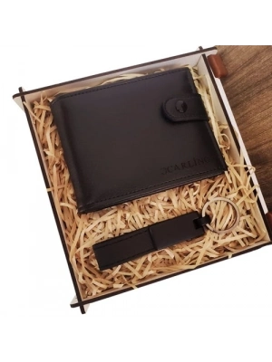 Cüzdan Anahtarlık Ahşap Kutulu Set