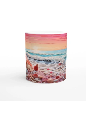 Dalga Kıyısındaki Renkli Kabuklar Kupa Bardak