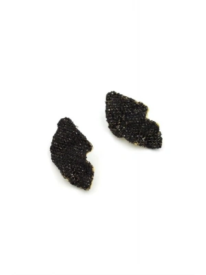 Dalgalı Taşlı Küpe - Siyah