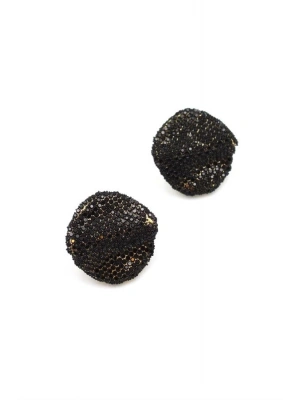 Dalgalı Taşlı Küpe - Siyah