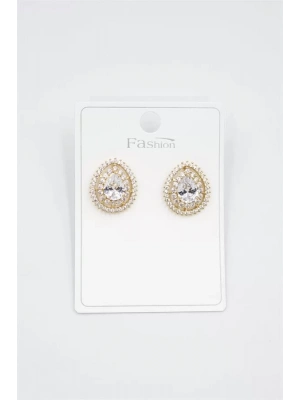 Damla Taşlı Küpe - Altın