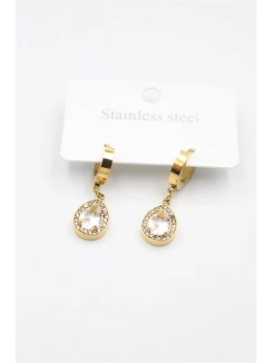 Damla Taşlı Küpe - Altın