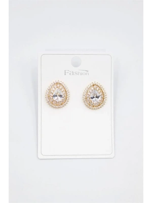 Damla Taşlı Küpe - Altın