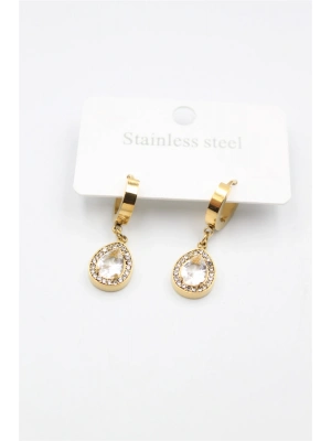 Damla Taşlı Küpe - Altın