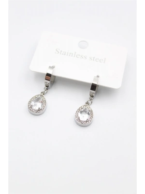 Damla Taşlı Küpe - Gümüş