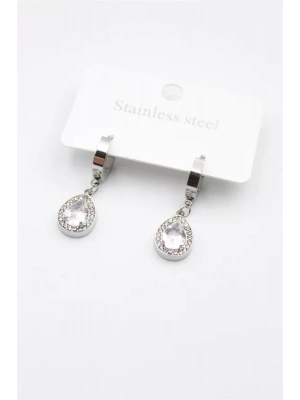 Damla Taşlı Küpe - Gümüş