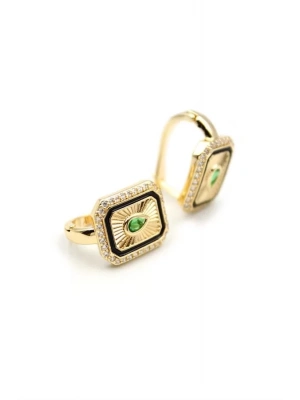 Damla Taşlı Küpe - Yeşil