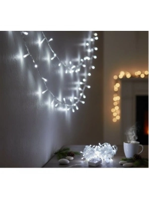 Damla Uçlu Beyaz Işık Şeffaf Kablo  10m 100 Led