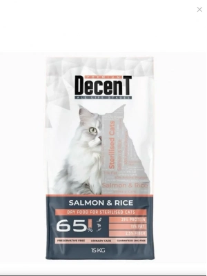 Decent Premium Sterilised Somon Balıklı Kısırlaştırılmış Kedi Maması 15 kg
