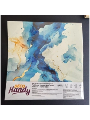 Decohandy 30x30 Cm Pvc Duvar Karosu 4lü Paket - Mavi Desen