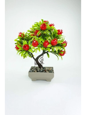Dekor Ağaç Bereket Nar Ağacı Saksılı Dekoratif Ağaç Biblo 24x13 cm