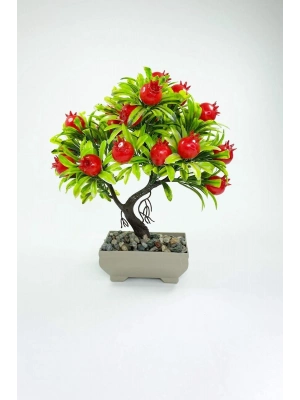 Dekor Ağaç Bereket Nar Ağacı Saksılı Dekoratif Ağaç Biblo 24x13 cm