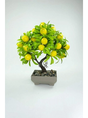 Dekor Ağaç Limon Ağacı Saksılı Dekoratif Ağaç Biblo 24x13 cm