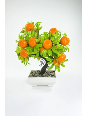 Dekor Ağaç Portakal Ağacı Saksılı Dekoratif Ağaç Biblo 24x13 cm