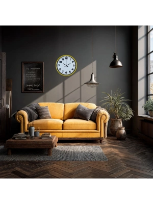 Dekoratif 36 Cm Sarı Duvar Saati