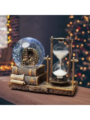 Dekoratif Kar Küresi ve Kum Saati Gold