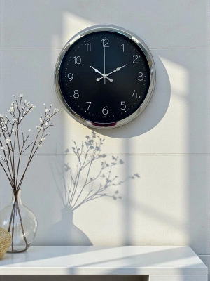 ® Dekoratif Ve Şık 40 Cm Krom Metal Duvar Saati