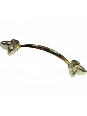 Dekoratif Zamak Yaprak Kulp - 96mm, Sarı, 1 Adet