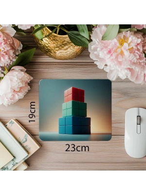 Denge Temalı Minimalist Blok Tasarımı - 19x23 cm 2 mm Dikdörtgen İthal Baskılı Mouse Pad