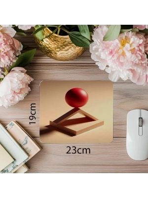 Dengede Duran Kırmızı Küre Mousepad - 19x23 cm 2 mm Dikdörtgen İthal Baskılı Mouse Pad