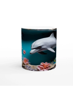 Deniz Bahçesinde Oyun Oynayan Sevimli Yunus Kupa Bardak