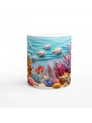 Deniz Dalgaları ve Renkli Mercanlar Kupa Bardak