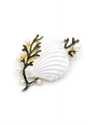 Deniz Kabuğu Broş - Beyaz
