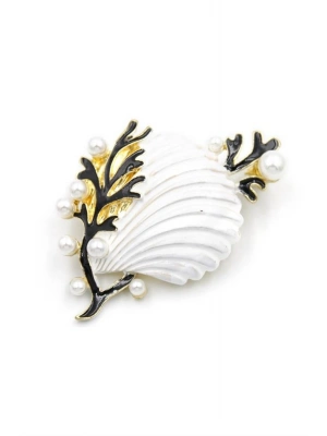 Deniz Kabuğu Broş - Beyaz