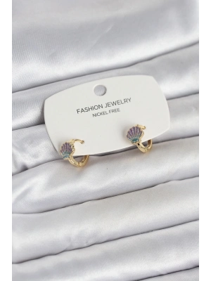 ® Deniz Kabuğu Model Gold Pirinç Çocuk Küpe