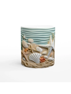 Deniz Kabuğu ve Yıldızlarla Süslenmiş Tropik Su Altı Temalı Kupa Bardak