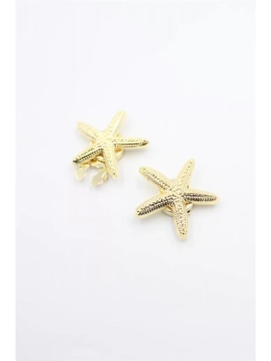 Deniz Yıldızı Düğme Broşu - Altın