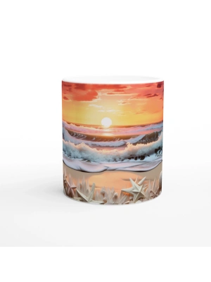 Deniz Yıldızlarıyla Gün Batımı Kupa Bardak