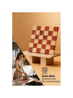 ® Derin Su Serisi - Lüks Kare Bambu Mutfak Nihalesi 17x17 cm