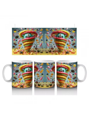 Dev Spiral Şekerler ve Göz Dönmesi Efektiyle Eğlenceli Cadılar Bayramı Baskılı Kupa