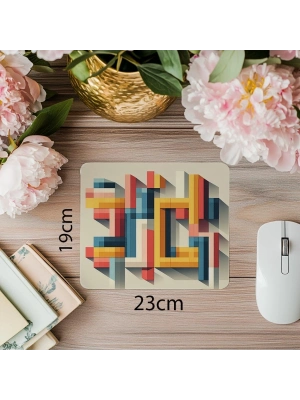 Dik Açılı Geometrik Blok Tasarımı Mousepad - 19x23 cm 2 mm Dikdörtgen İthal Baskılı Mouse Pad