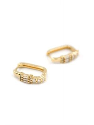 Dikdörtgen Taşlı Küpe - Altın