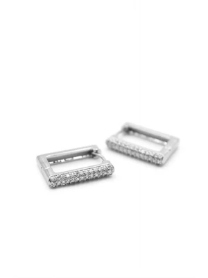 Dikdörtgen Taşlı Küpe - Gümüş