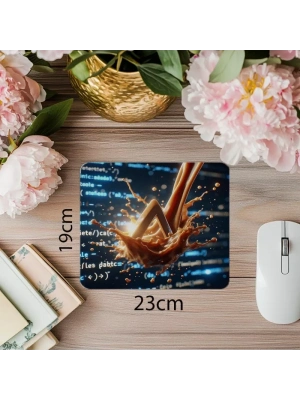 Dinamik Kod + Kahve Etkileşimli Mouse Pad - 19x23 cm 2 mm Dikdörtgen İthal Baskılı Mouse Pad
