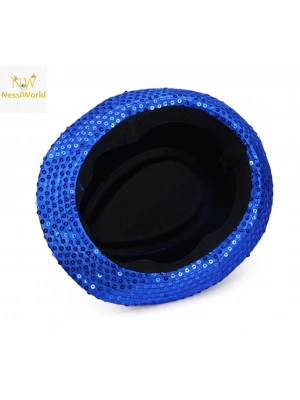 Disko Star Mavi Payetli Fötr Şapka Yetişkin Boy