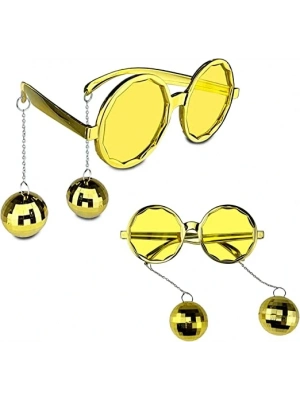 Disko Toplu Küpeli Parti Gözlüğü Altın Renk
