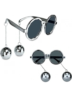 Disko Toplu Küpeli Parti Gözlüğü Gümüş Renk